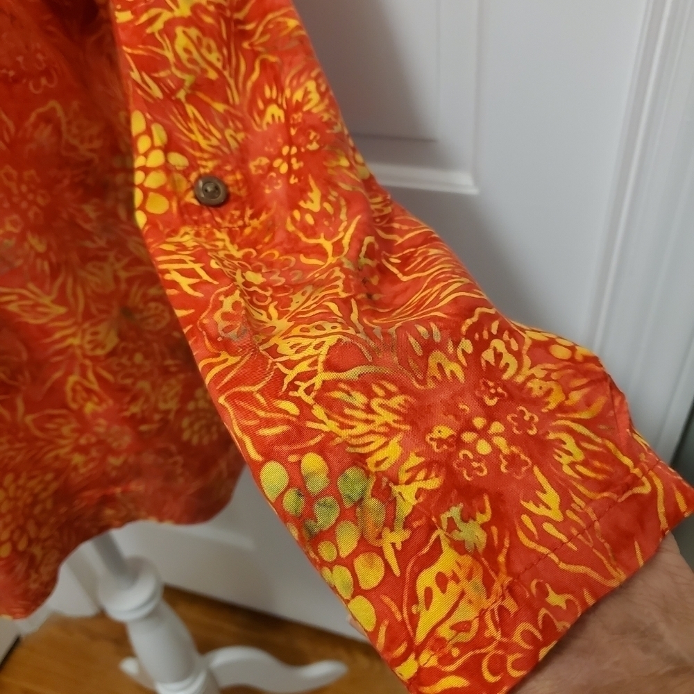 Soft Surroundings Orange Batik Hoodie 100% Rayon Tunic Size PL, colorful, comfy - Picture 3 of 11